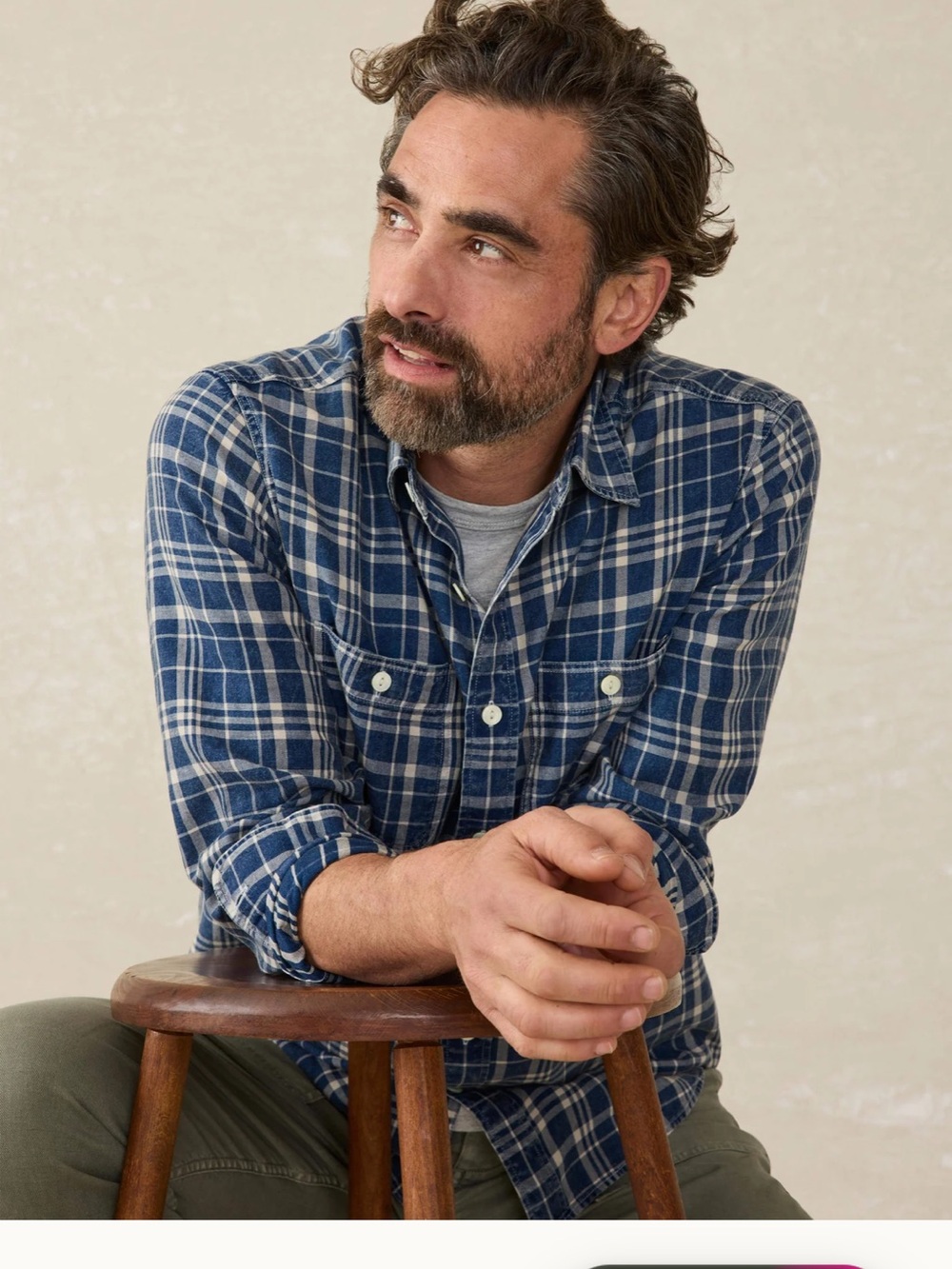 Faherty Blue Plaid Relaxed Button-Front Shirt